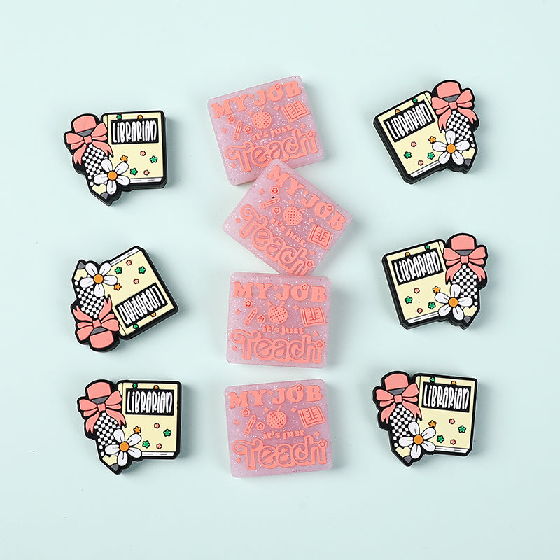 Silicone Focal Beads Library Reed Duck Book Phrase Set 20pcs 8