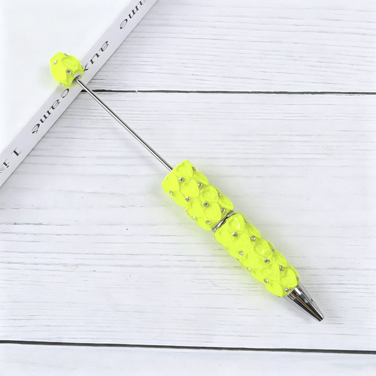 Beadable Plastic Pen with Colorful Heart and Rhinestone Design 4