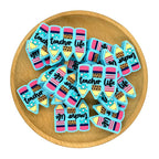 Silicone Focal Beads Teacher Life Pencil Trio with Script 20pcs 2