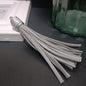Silver PU Leather Tassel Keychain Metallic 9cm Length 18