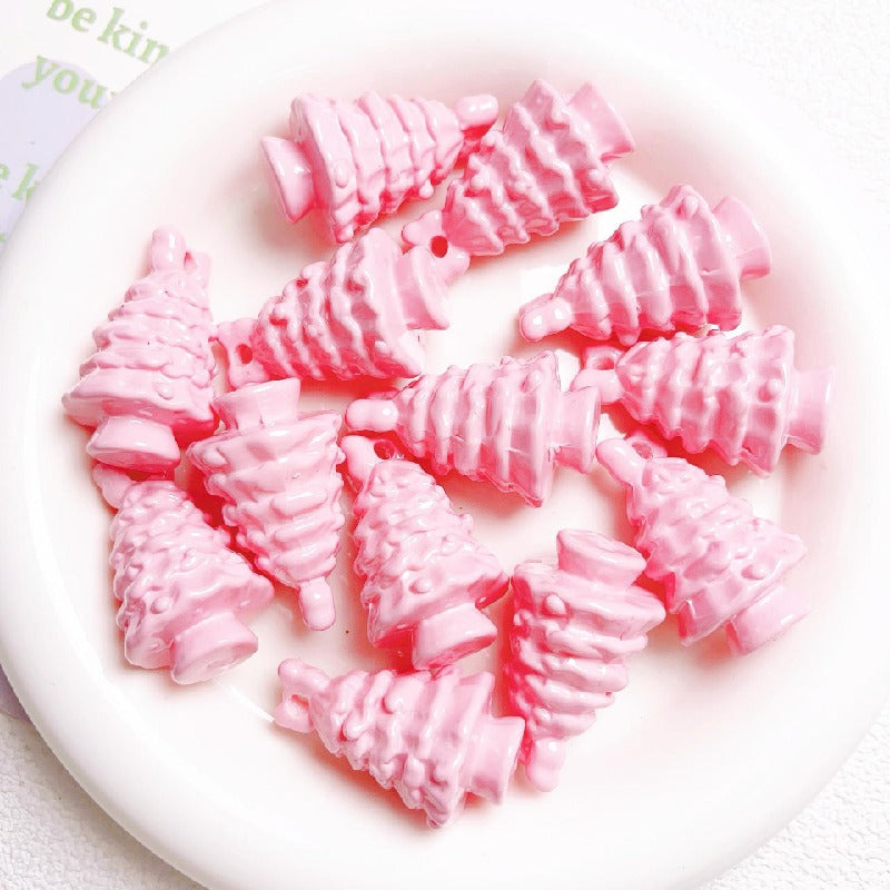 Glossy Christmas Tree Acrylic Beads 36x22mm Colorful Mixed 5pcs 4
