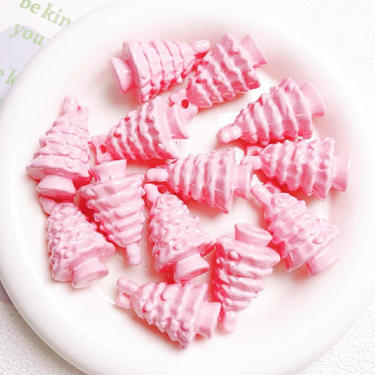 Glossy Christmas Tree Acrylic Beads 36x22mm Colorful Mixed 5pcs 4