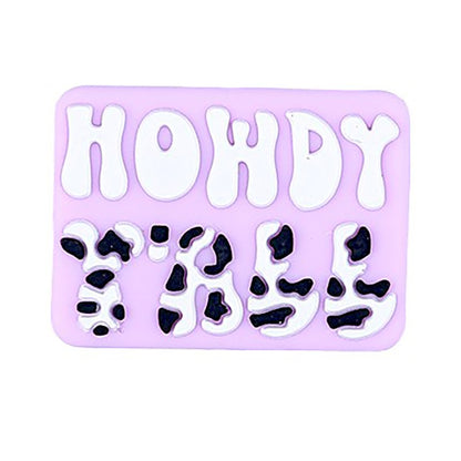 Silicone Focal Beads Howdy Yall Cow Print Lettering 20pcs 3