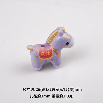 Colorful Pony Shaped Acrylic Beads 26x29x12mm Hole 3mm 20pcs 12