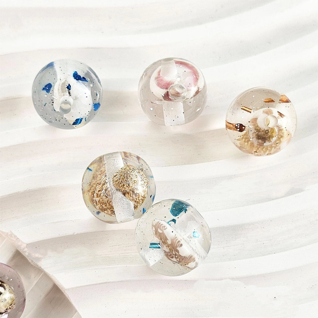 Clear Sea Snail Resin Beads 16mm Round Natural Shell 10pcs 2