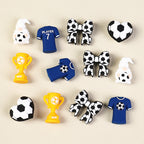 3D Football Theme Silicone Focal Beads Wholesale, Heart Trophy Jersey Bow White Gnome