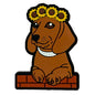 Silicone Focal Beads Dog Wearing Sunflower Crown Holding Brick Ledge 20pcs