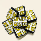 Silicone Focal Beads Geometric Design Yellow Text 20pcs
