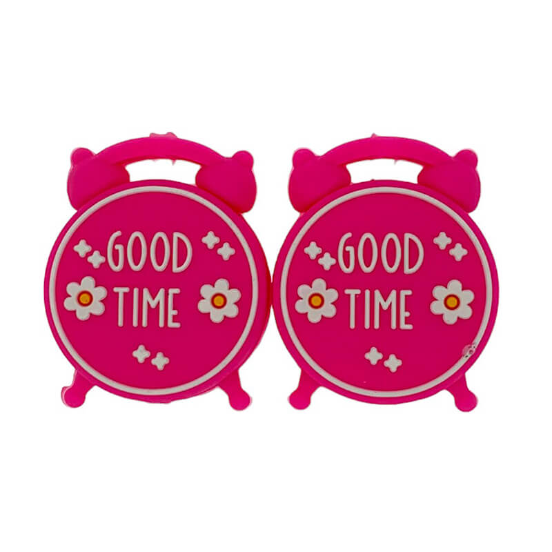 Silicone 3D Focal Beads Good Time Clock Raised Lettering