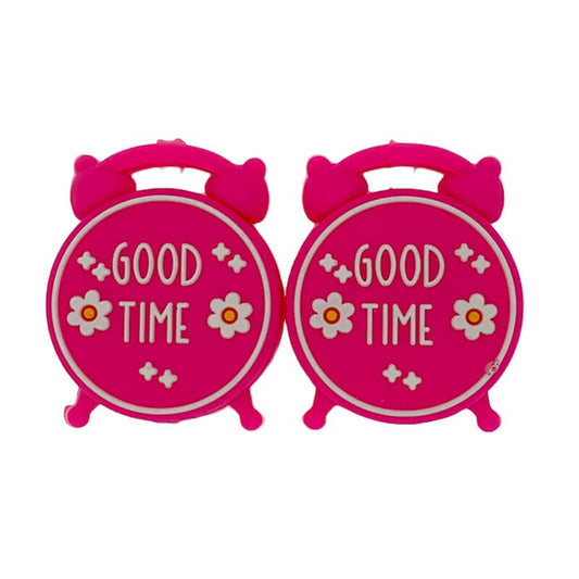 Silicone 3D Focal Beads Good Time Clock Raised Lettering