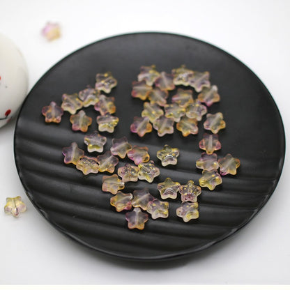 Star Frosted Glass Beads 8mm Aqua Glow Gold Flecks 100pcs 12