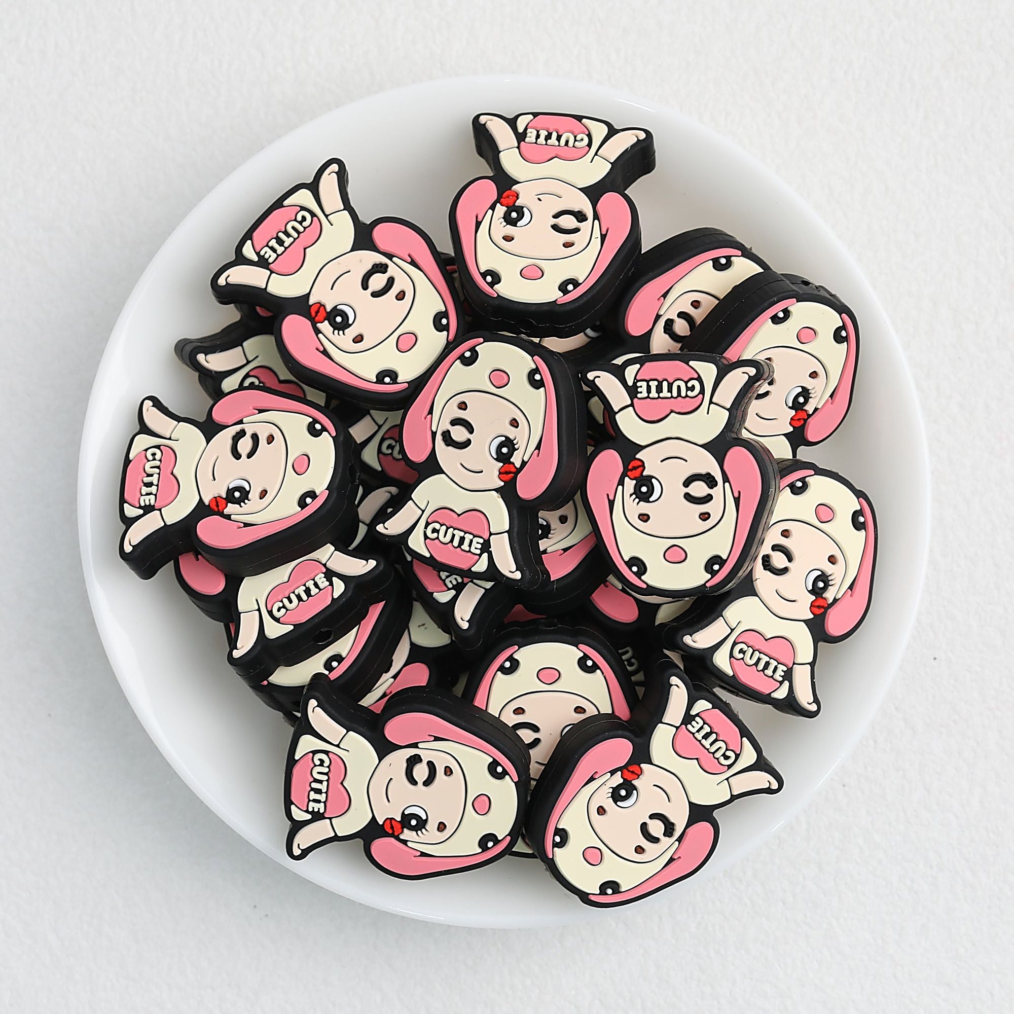 Colorful Animal Character Silicone Focal Beads 20pcs