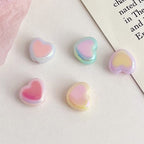 Cream Color Heart Acrylic Beads 12x14.5mm Large Hole 10pcs