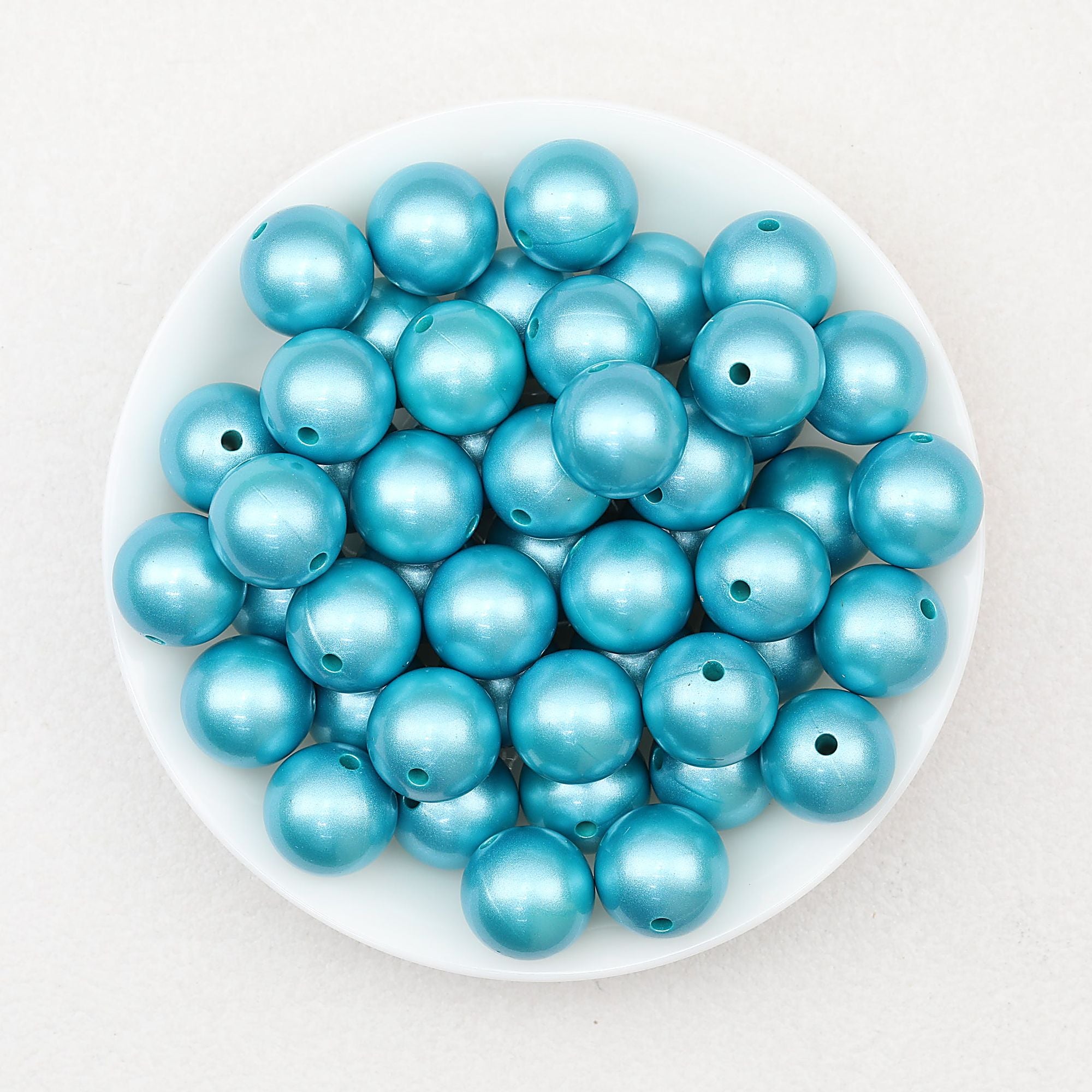 15mm Metallic Silicone Round Beads 50pcs - Distant Peak Blue