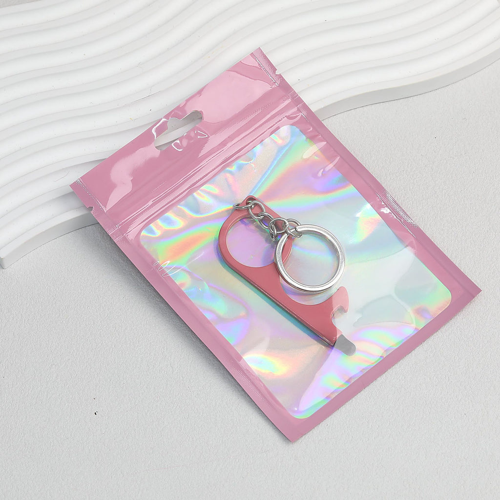 Zip Lock Bags 10.5x15cm Holographic PE Plastic Clear Window 50pcs