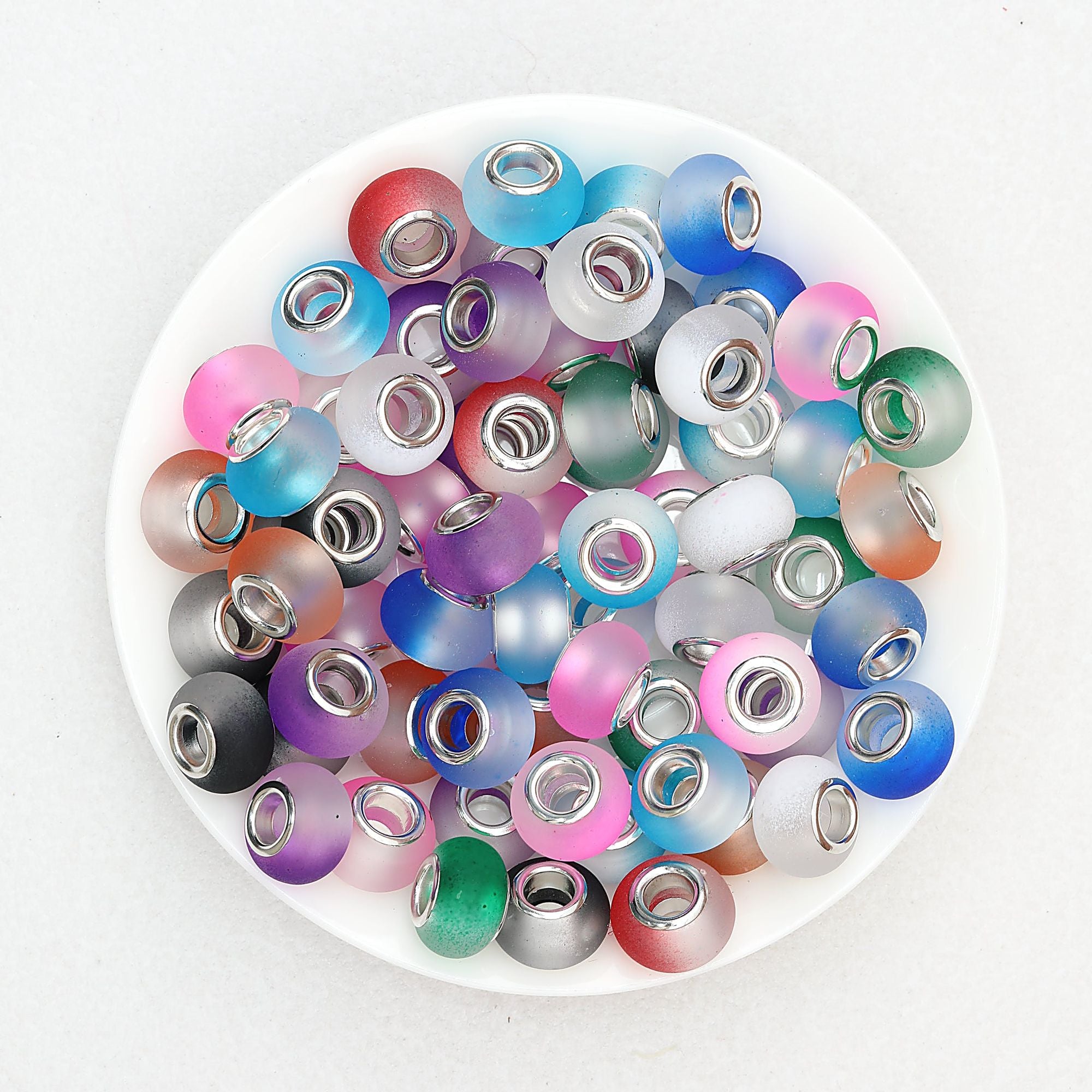 Frosted Gradient Acrylic Spacer Beads 14mm  50pcs - Random Color