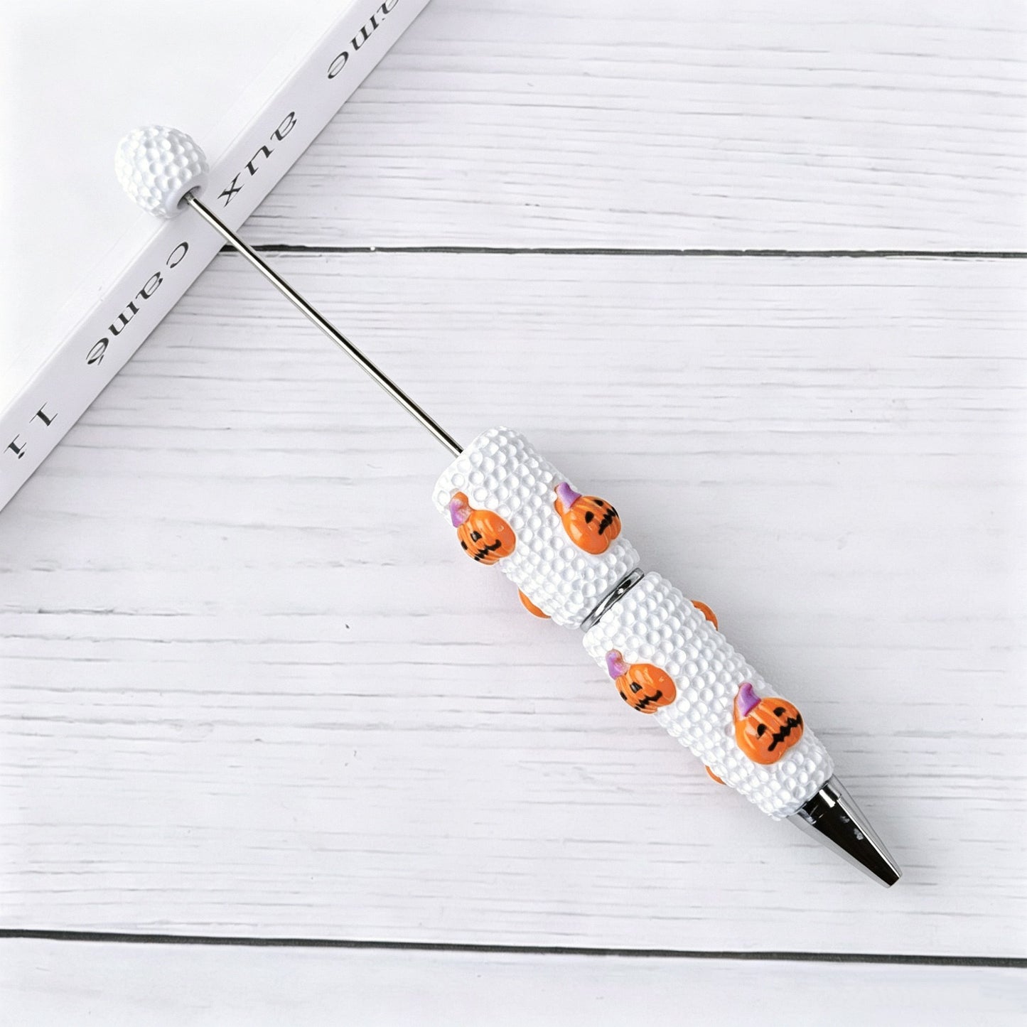 Beadable Halloween Pen with Pumpkin Ghost and Skull Designs 13