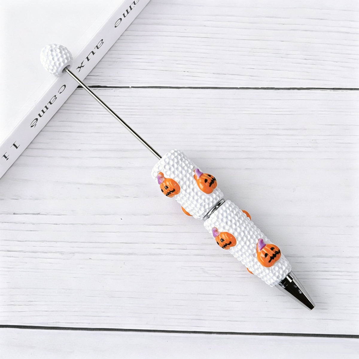 Beadable Halloween Pen with Pumpkin Ghost and Skull Designs 13