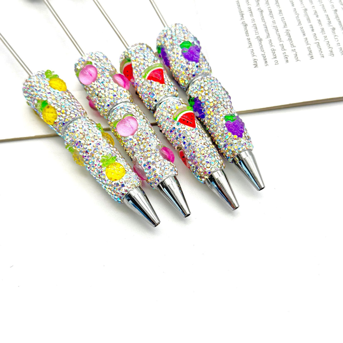 Beadable Pen with Fruit Strawberry Full Rhinestone Design 2