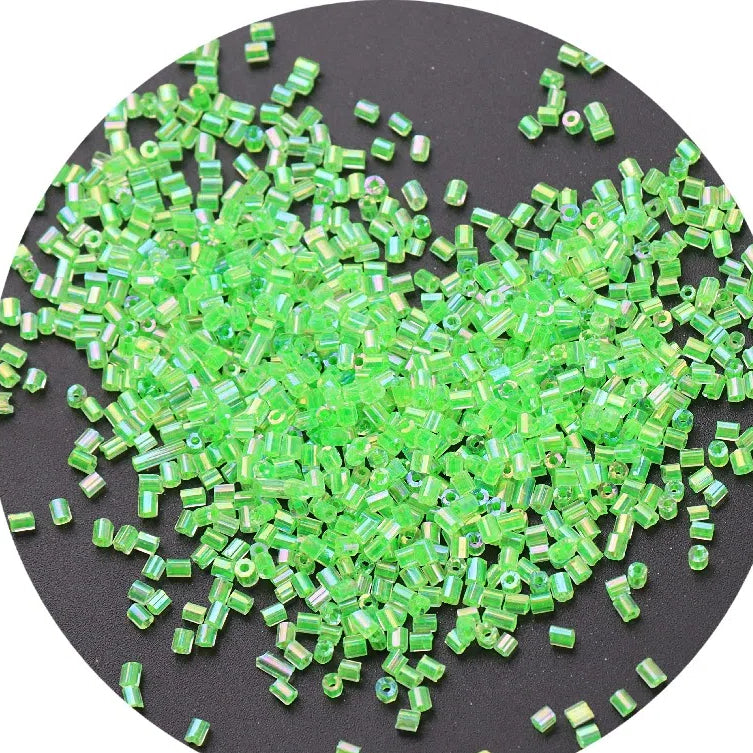Iridescent Seed Bugle Glass Beads 3mm Mixed Colors 3000pcs 15