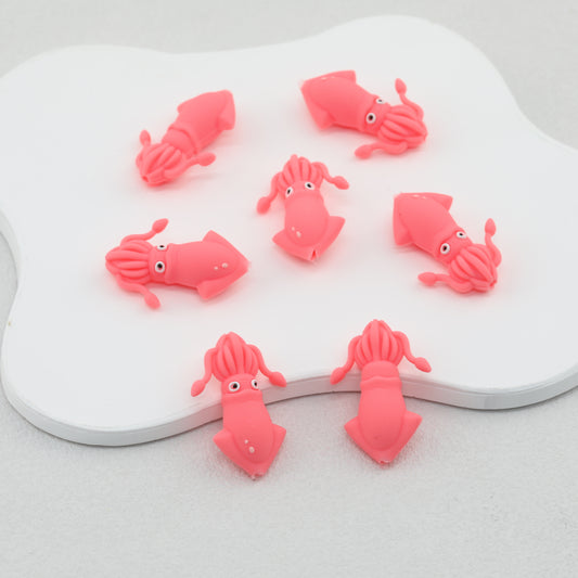 Pink 3D Silicone Focal Beads Octopus Design 20 pcs 2