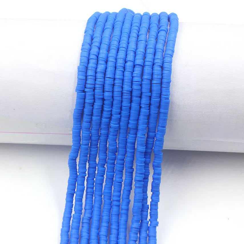 Flat Clay Beads 4mm Solid Color Polymer Disc 10strands 17
