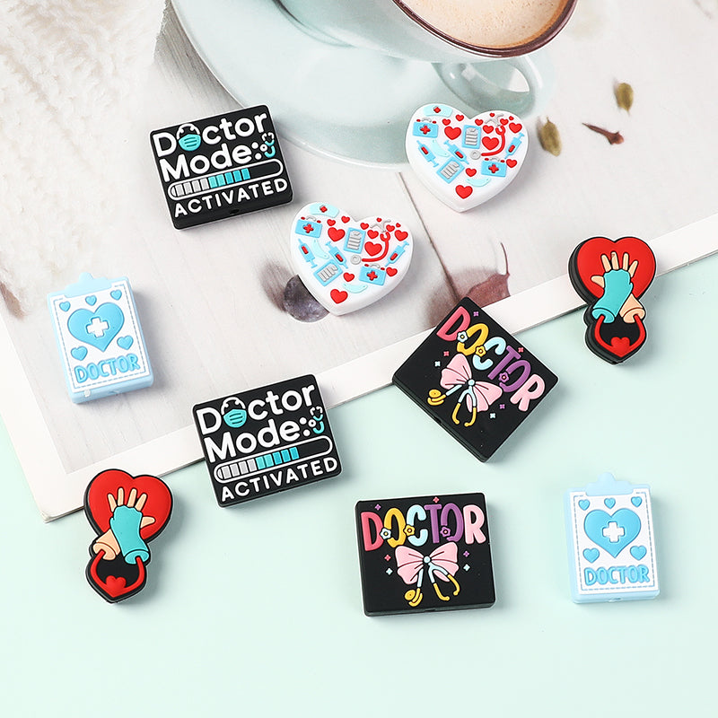 Silicone Focal Beads Doctor Medical Icons Bow Doctor 20pcs 4