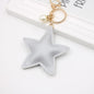 Leather Star Keychain with Faux Pearl Charm Gold and Silver 6