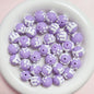 Hand Painted Jelly Bean Acrylic Beads 16mm Cream Colors 10pcs 10