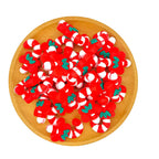 Silicone 3D Focal Beads Christmas Candy Cane With Green Leaf Red Bow 2