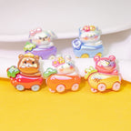 Cute Animal Driving Fruit Cart Resin Beads Glossy Mixed 10pcs 5