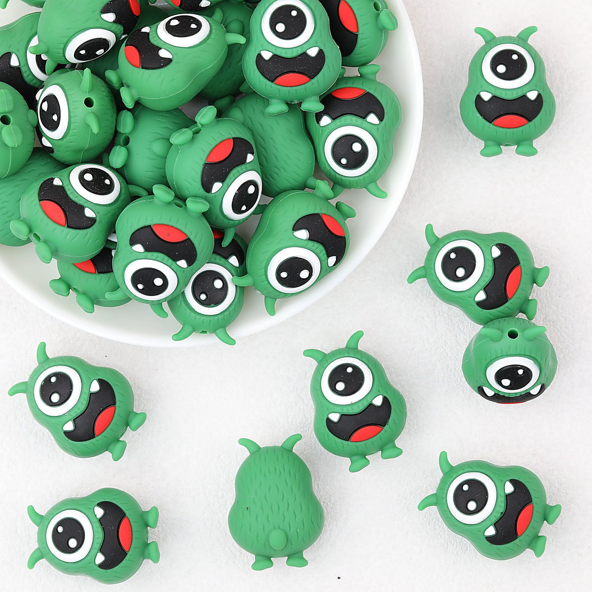 Green Monster 3D Silicone Focal Beads Toy Design 20pcs
