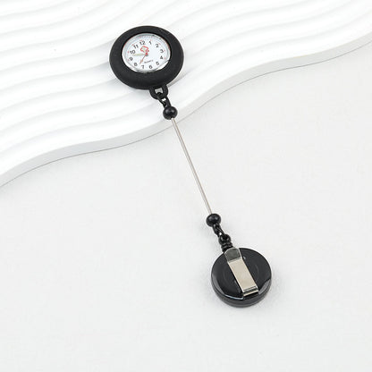 Beadable Retractable Badge Reel Watch Glow In The Dark Silicone Case Easy Pull Buckle - Black