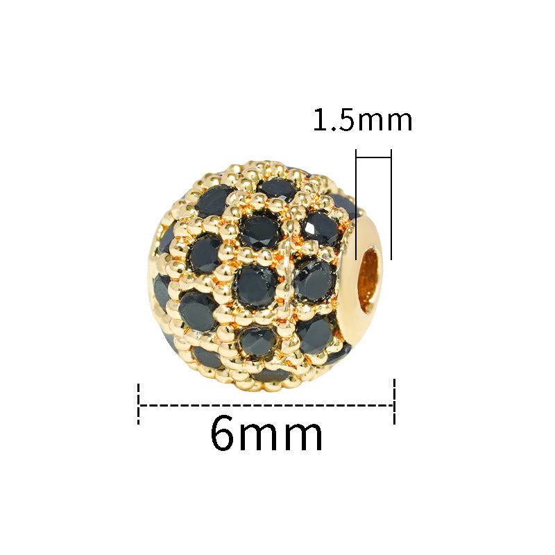 Fancy Zirconia Paved Brass Round Beads 6mm 8mm 10mm 30pcs 25