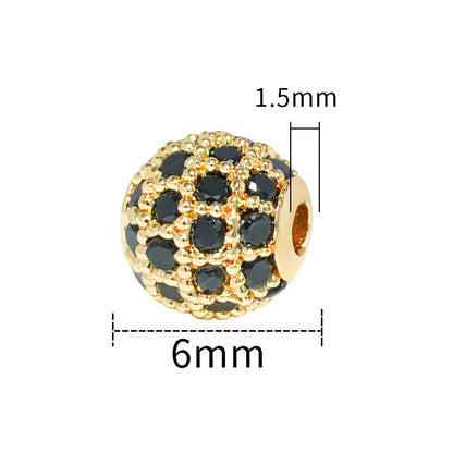 Fancy Zirconia Paved Brass Round Beads 6mm 8mm 10mm 30pcs 25