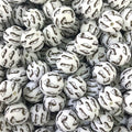 15mm Silicone Beads Black Book Print Printed Designs 50pcs