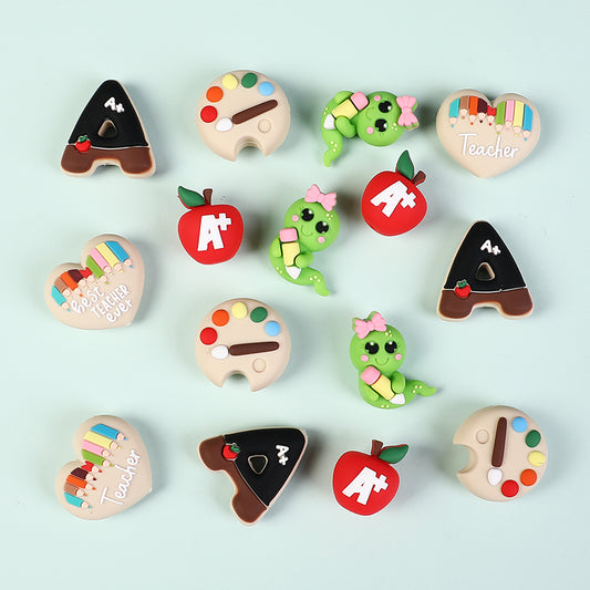 Silicone 3D Focal Beads Teacher Apple A+ Pencil 20pcs 2