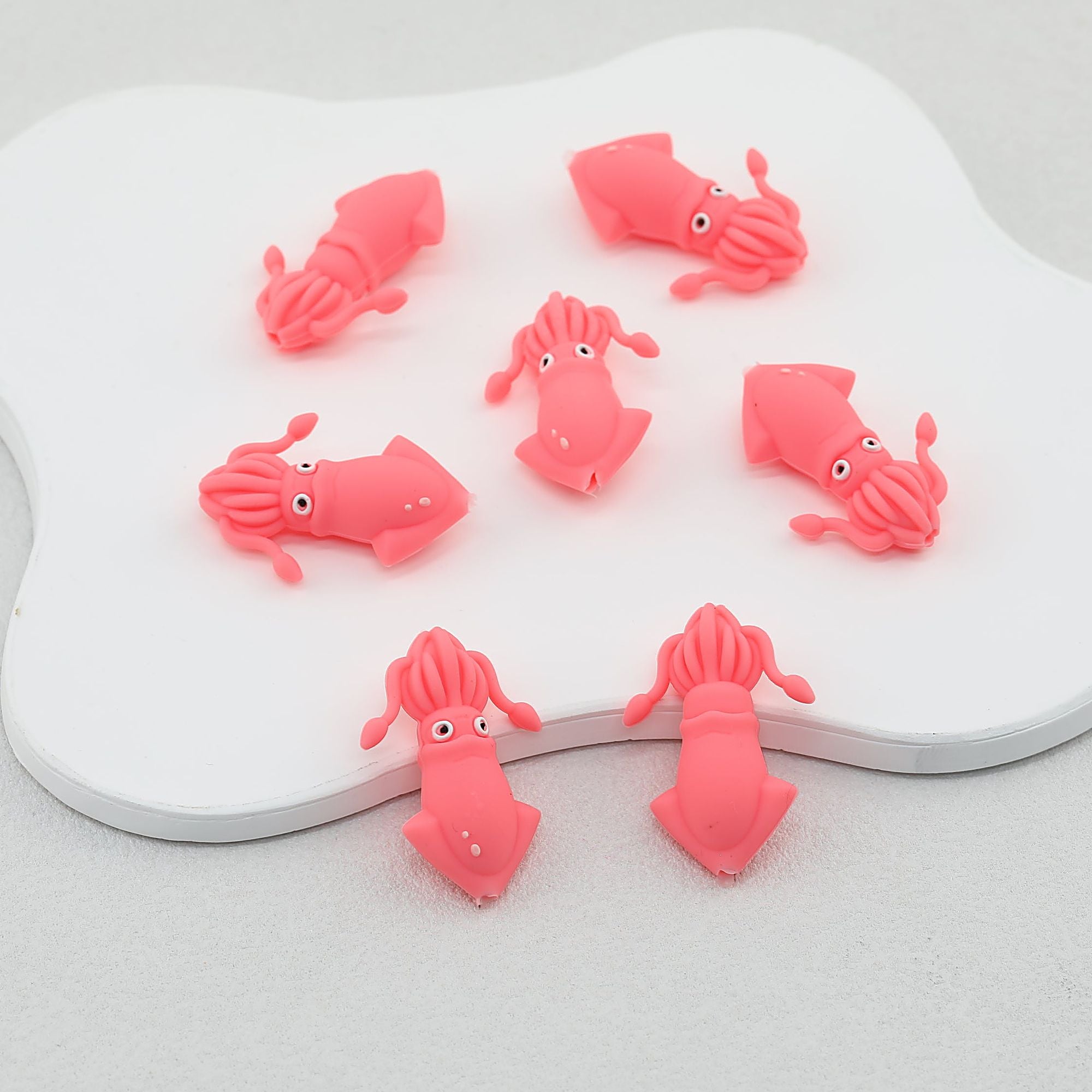 Pink 3D Silicone Focal Beads Octopus Design 20 pcs