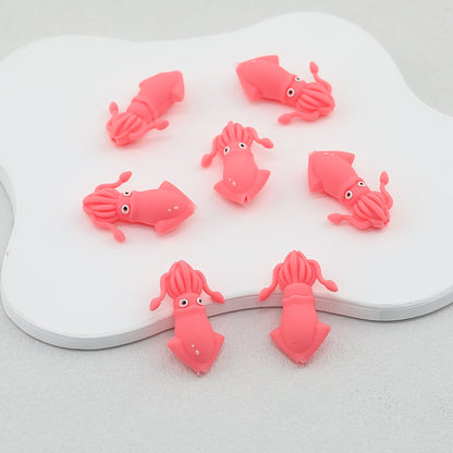 Pink 3D Silicone Focal Beads Octopus Design 20 pcs