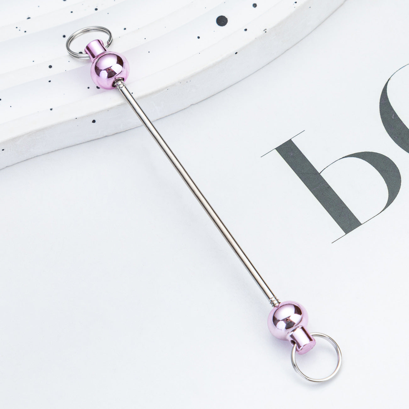 Beadable Keychain Pole Metal Electroplated Vibrant Colors 39