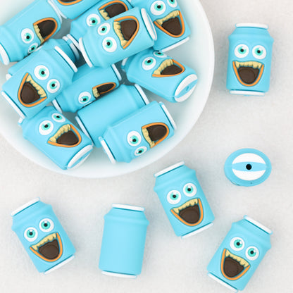 Blue 3D Silicone Focal Beads Cartoon Monster Can Design 20pcs