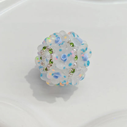Embellished Bubblegum Beads 18mm Matte Confetti Floral 4pcs 10