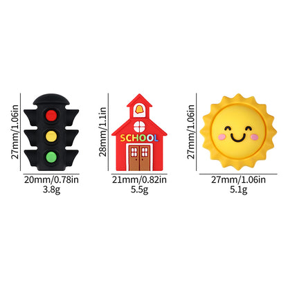 Silicone 3D Focal Beads Traffic Light Sun School Front View 20pcs 7
