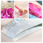 Vintage Brocade Drawstring Pouches Embroidered Floral Pattern 11cm 2pcs 4