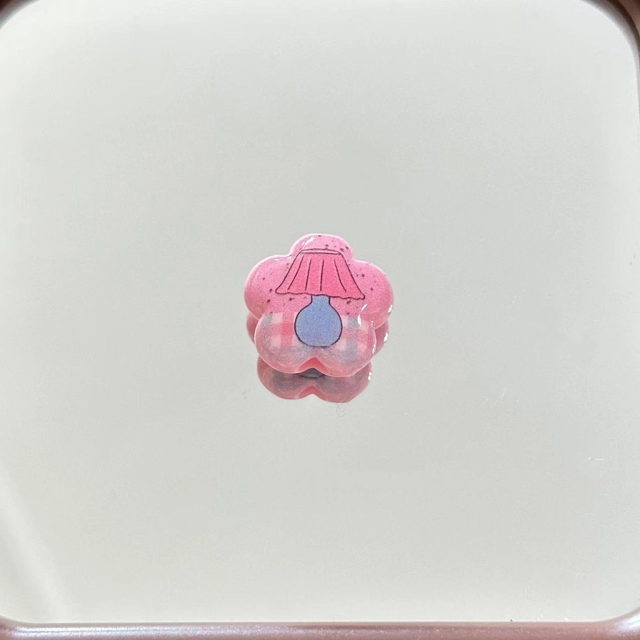 Cartoon Pattern Cherry Blossom Shaped Acrylic Beads 20mm 10pcs 2