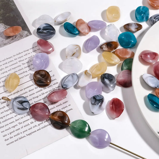 Vintage Ink Color Shell Acrylic Beads 23mm Mixed Colors 50pcs