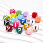 Painted Square Acrylic Beads 11mm Large Hole Question Mark 50pcs 2