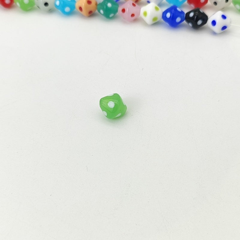 Lampwork Glass Beads Rhombus 12mm Jelly Color Polka Dot 8pcs 10