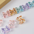 Transparent Plating Bow Acrylic Beads 15.6*14mm Candy Colored 100pcs