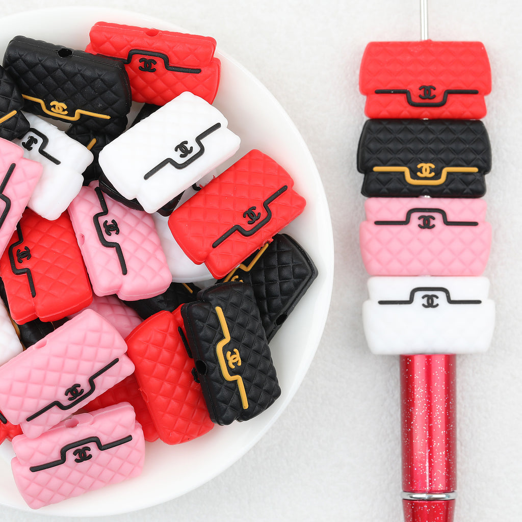 Four Color CC Handbag Silicone Focal Beads 20Pcs 